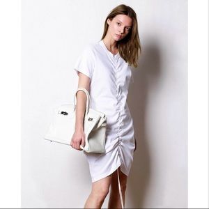 CAARA Black Franco Ruched T-Shirt Dress